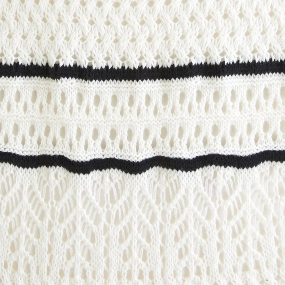 Abercrombie & Fitch Cream and Black Crochet Maxi Dress